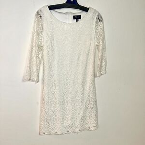 Rn Studio by Ronni Nicole Dress Womens 8 White Lace Detail 3/4 Sleeve Minimalist